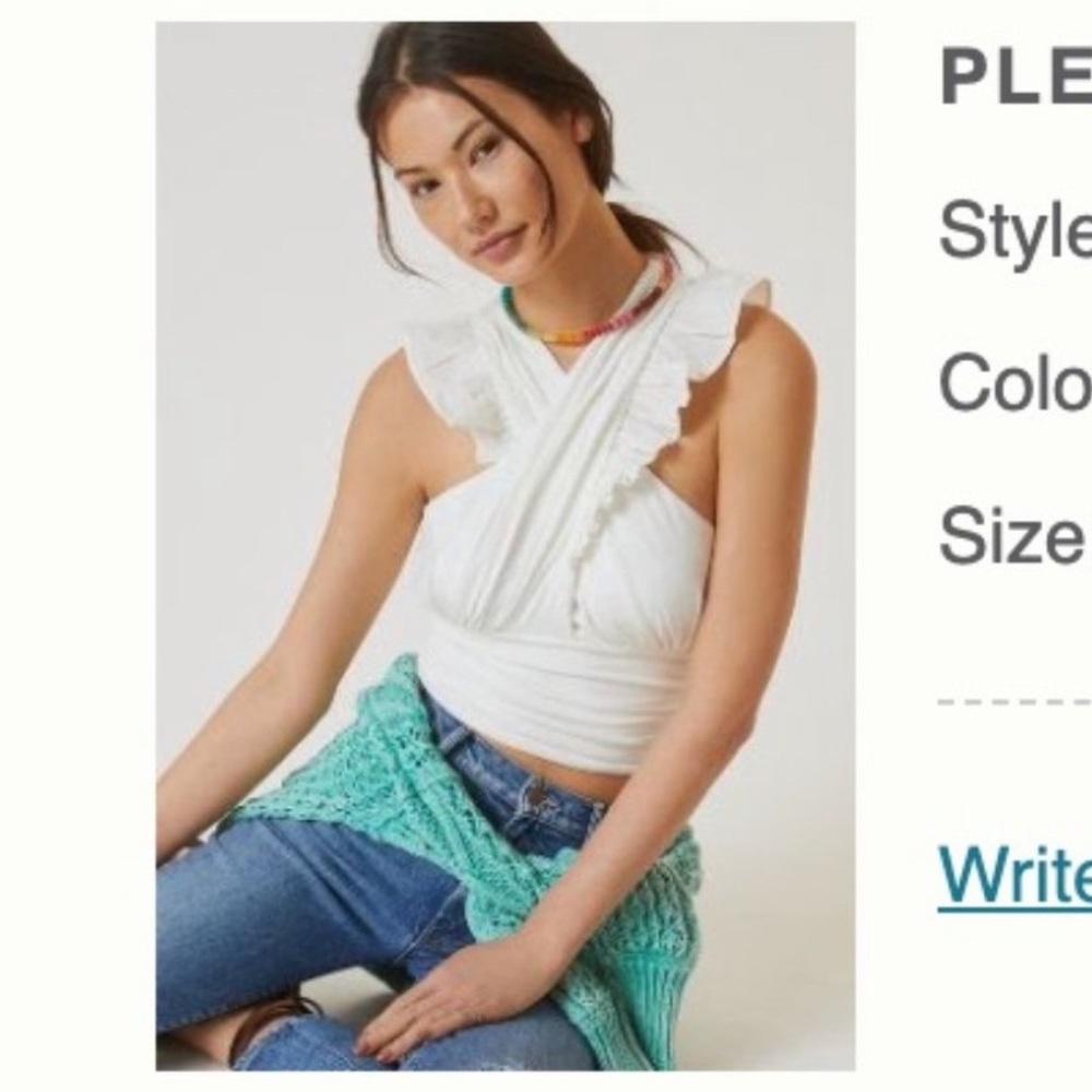 NWT Anthropologie white ruffle crop halter top